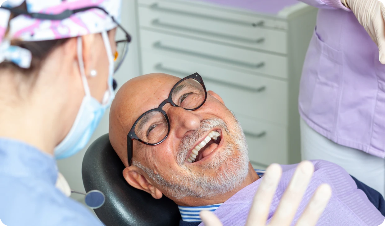 Man smiling during dental checkup